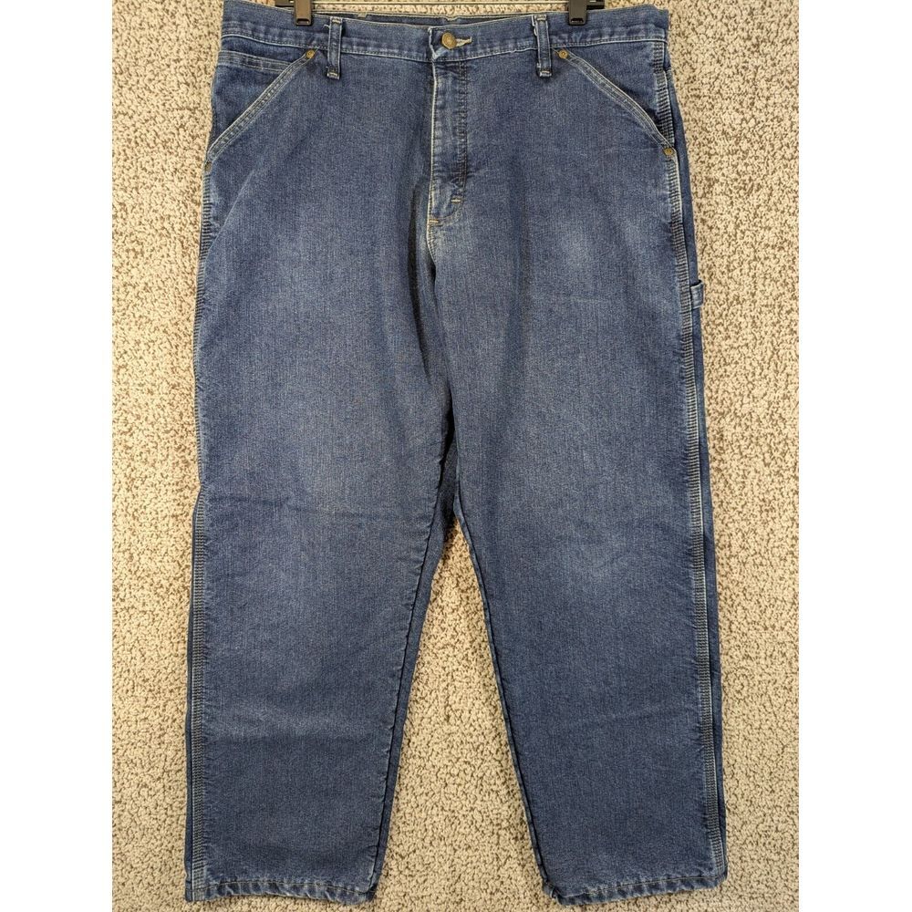 Wrangler Fleece Lined Jeans Mens 36X30 94GRWSW Blue Denim Carpenter Workwear